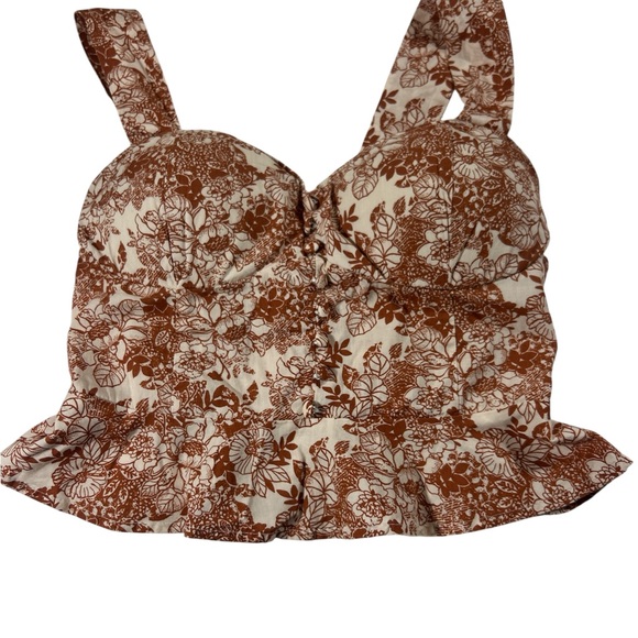 L.I.F.E. Love Is For Eternity 100% Cotton Floral Bustier Peplum Top Rust Small - Picture 7 of 7